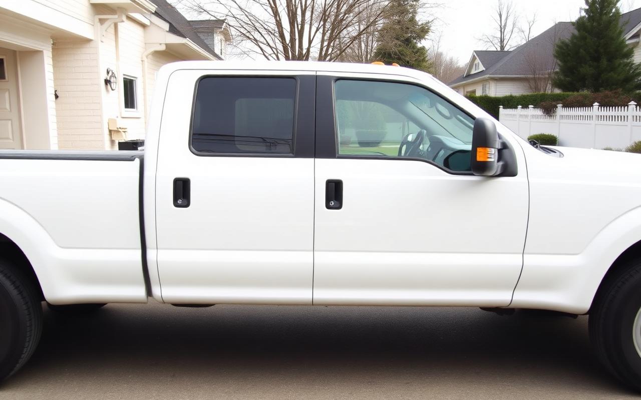 Illustration of an unbranded white pickup truck door